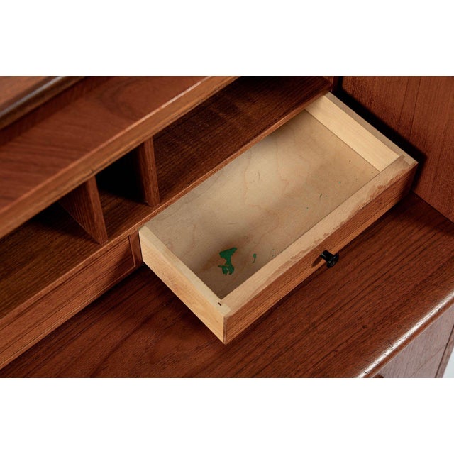 Wood Scandinavian Teak Wood Rolltop Secretary Desk by Egon Ostergaard, Made in Sweden For Sale - Image 7 of 17