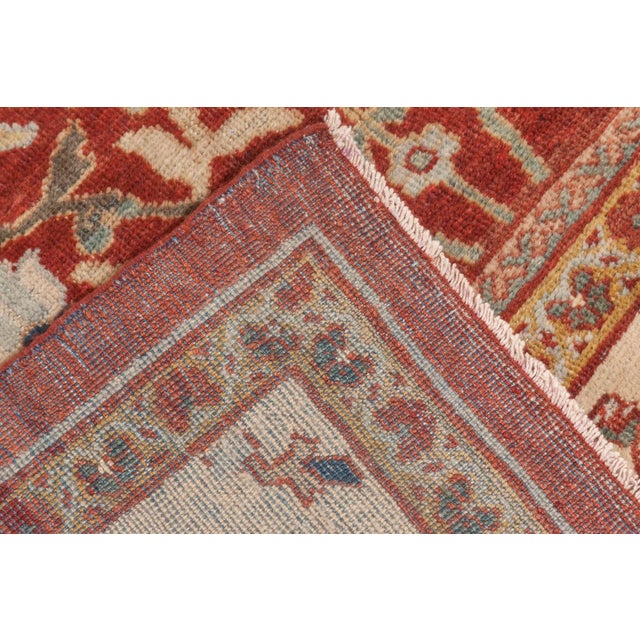 Persian 1920s Persian Sultanabad Red, White and Blue Handwoven Wool Rug For Sale - Image 3 of 6