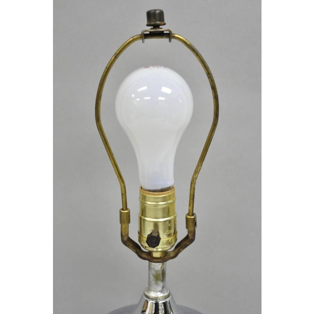Vintage Mid Century Modern Small Chrome & Cork Space Age Retro Table Lamp For Sale - Image 4 of 8