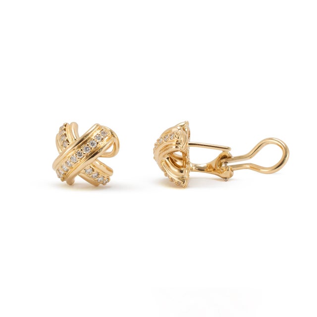 Late 20th Century Vintage Tiffany & Co. X 18k Yellow Gold 0.53ctw Diamond Clip on Earrings, Pair For Sale - Image 5 of 8