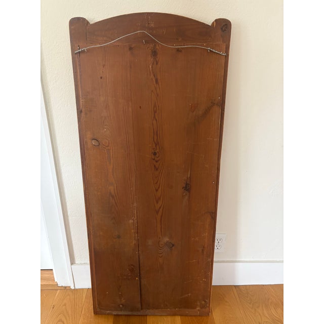 Vintage Danish Country Pine Mirror With Beveled Glass For Sale - Image 9 of 11
