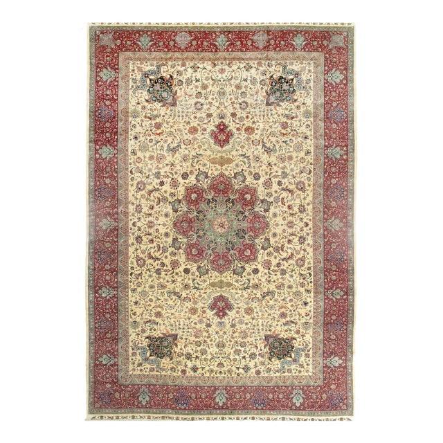 Pasargad Persian Tabriz Silk and Wool Hand-Knotted Area Rug - 13' X 19' For Sale - Image 4 of 4