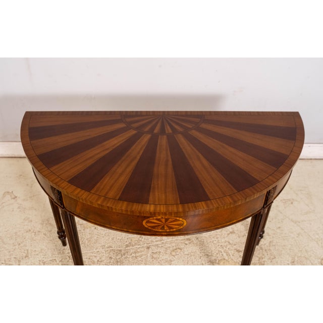 Gorgeous Adam Style Inlaid Mahogany Console Hall Table For Sale - Image 4 of 13