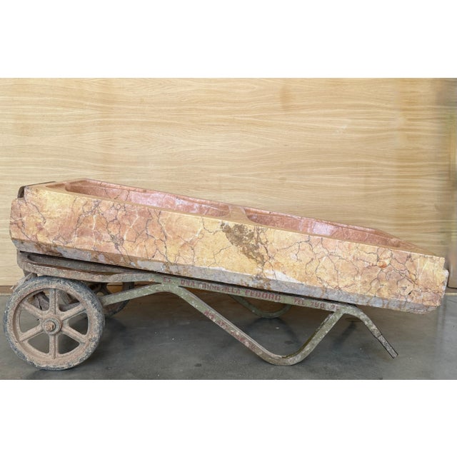 19th Century Antique Hand Carved Pink Marble Double Basin Kitchen Sink For Sale - Image 12 of 18