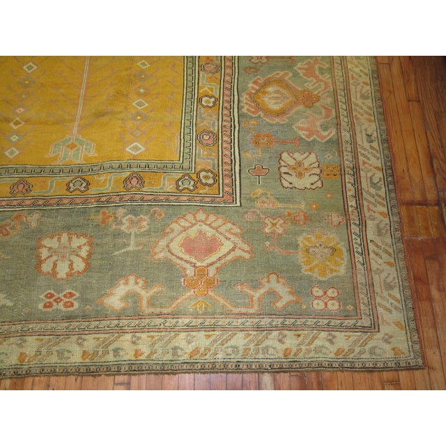 Persian Yellow Antique Turkish Ghiordes Carpet - 12'6" x 21'2" For Sale - Image 3 of 6