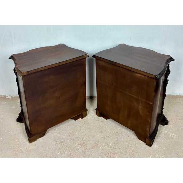 Pair of Carved Wood Bedside Cabinets, 1930s For Sale - Image 10 of 18