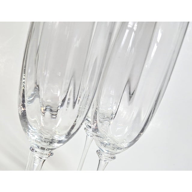 Crystal Champagne Flutes- Set of Four For Sale - Image 10 of 11