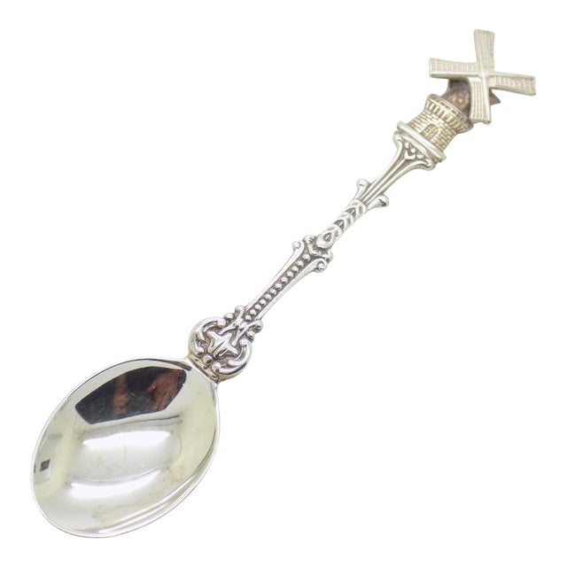 Vintage Handmade Sterling Silver 925 Teaspoon With Spinning Blades Windmill For Sale