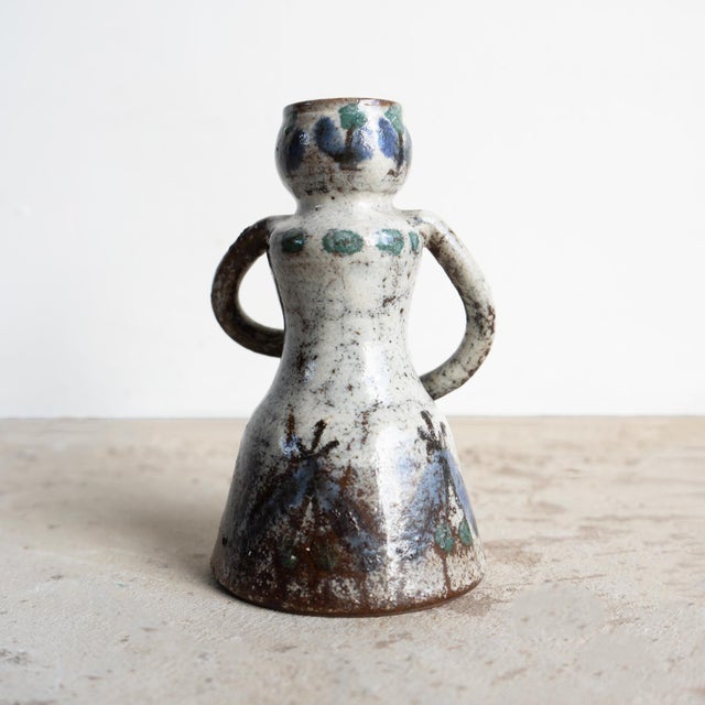 Vintage French Studio Pottery Vase by Gustave Reynaud for Atelier Le Murier For Sale - Image 6 of 11