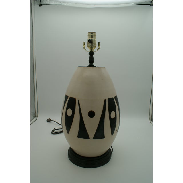 Black & Ivory Geometric Chulucanas Pottery Lamp – Handcrafted Peruvian Art- Large Egg Vase Shape Add a touch of artisan...