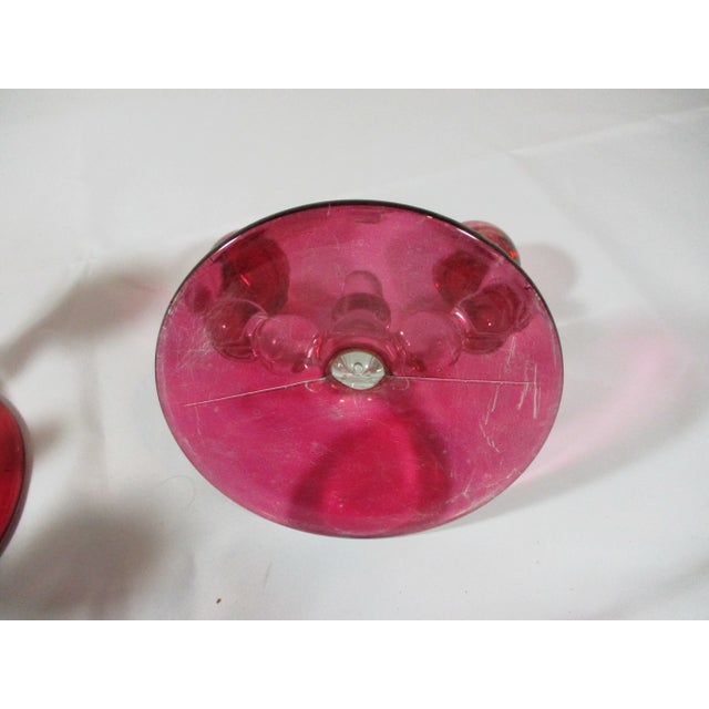 1920s 1920s Art Deco Ruby Flash Bubble Candle Holders, Pair For Sale - Image 5 of 10