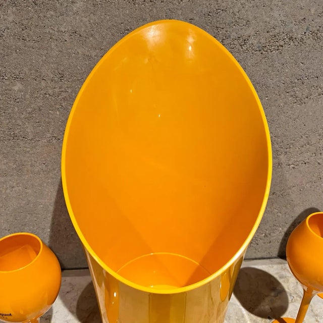 Plastic French Veuve Clicquot Orange Champagne Ice Bucket Four Glass Set For Sale - Image 7 of 12
