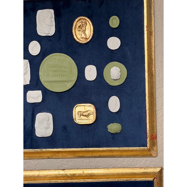 Pair of Grand Tour Revival Adams Style Gilt & Plaster Intaglio in Giltwood Pair of large neoclassical cast intaglio and...