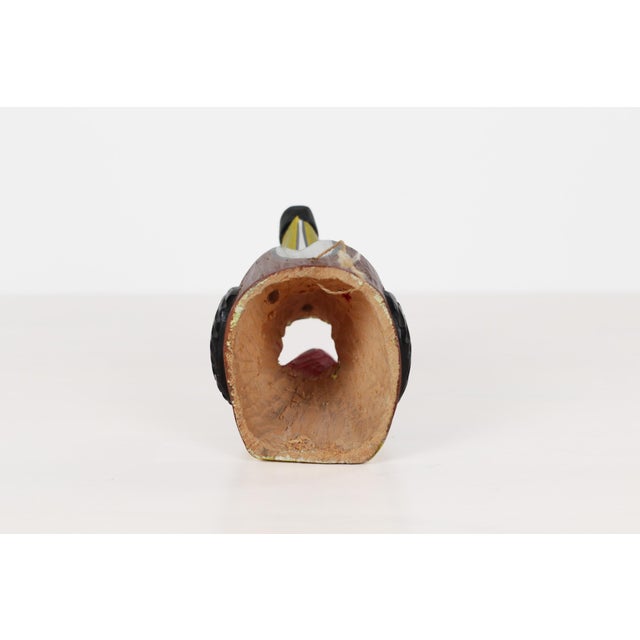 Yellow Mid 20th Century Mexican Folk Art Carved Wood Dog Mask For Sale - Image 8 of 13