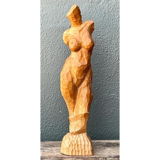 Wood Vintage Abstract Wood Figurative Sculpture For Sale - Image 7 of 12
