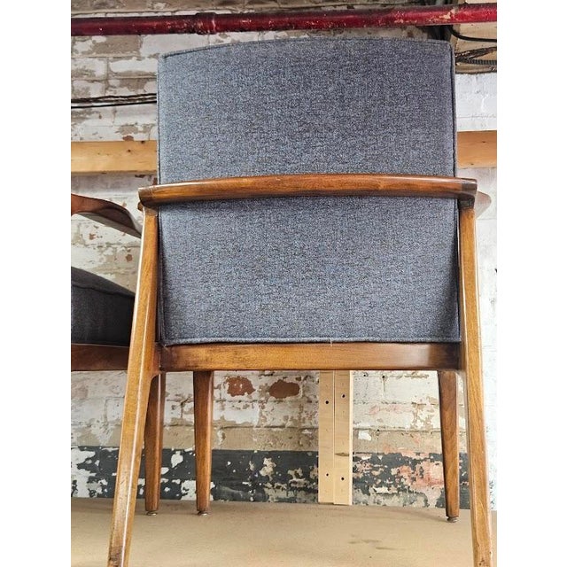 Gray Pair of Mid-Century Modern Accent Chairs - Gray (New Fabric) For Sale - Image 8 of 8