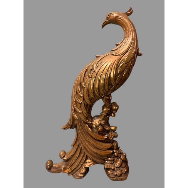 Vintage Syroco Wood Figural Peacock Statue Sculpture For Sale - Image 6 of 7