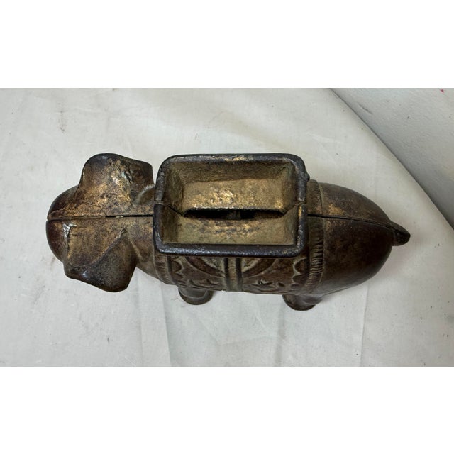 Antique 1900's Ac Williams Hand Painted Cast Iron Circus Elephant Still Bank For Sale - Image 4 of 10