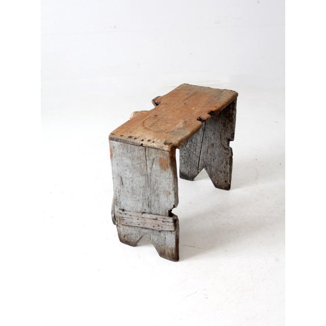 Antique Primitive Bench Stool For Sale - Image 10 of 12