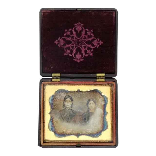 19th Century American Thermoplastic Union Case Ambrotype Photograph of Two Sisters For Sale