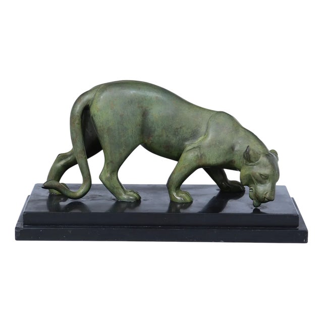 French Art Deco Patinated Bronze Panther by Irénée Rochard, 1920s For Sale