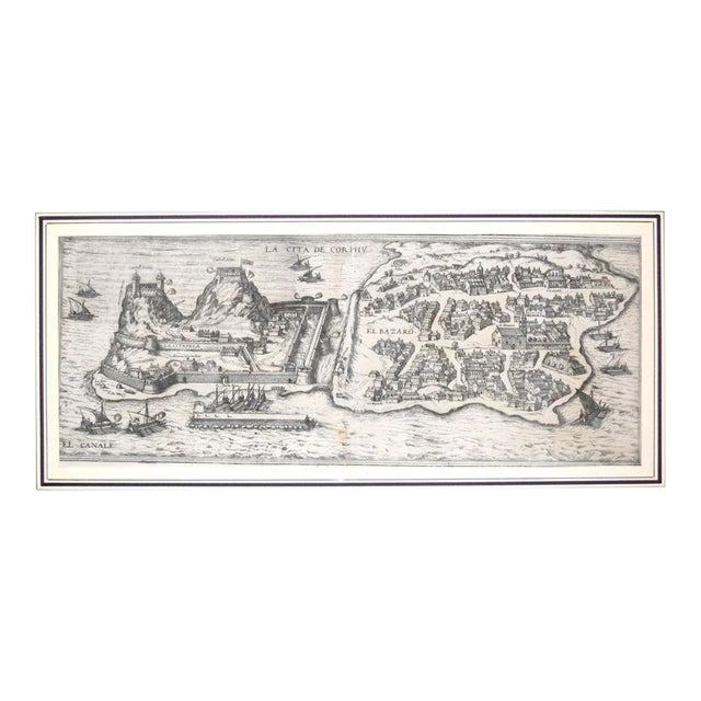 Corfu, Big Antique Map from ''Civitates Orbis Terrarum'' - 1572-1617 1572-1617 For Sale