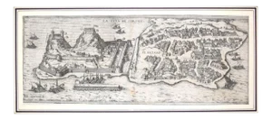 Corfu, Big Antique Map from ''Civitates Orbis Terrarum'' - 1572-1617 1572-1617
