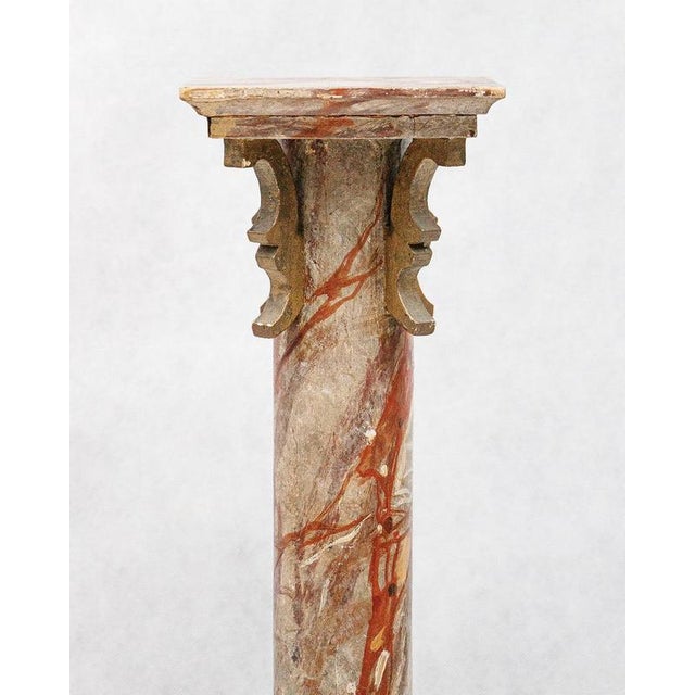 Small Faux Marble Pedestal Column, 19th Century For Sale - Image 3 of 8