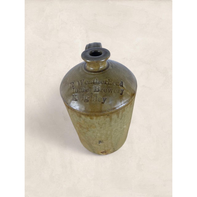 Ceramic Antique English Weatherhead Salt-Glazed Stoneware Flagon, 1895 For Sale - Image 7 of 8