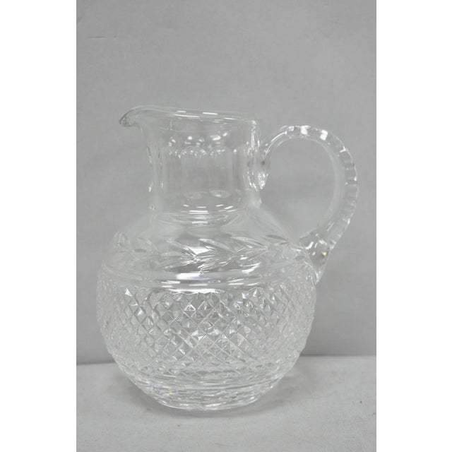 Transparent Vintage Victorian Style Leah Pattern Cut Crystal Glass Water Pitcher by Galway For Sale - Image 8 of 11