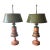 1940s French Neoclassical Painted Tole Table Lamps With Metal Shades - a Pair For Sale