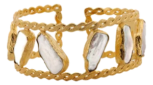 Majestic Gold & Pearl Cuff Bracelet