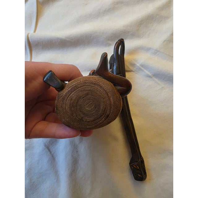Vintage Hand-Carved Wooden Figurine – Tribal / Japanese-Inspired Folk Art Sculpture For Sale - Image 15 of 18