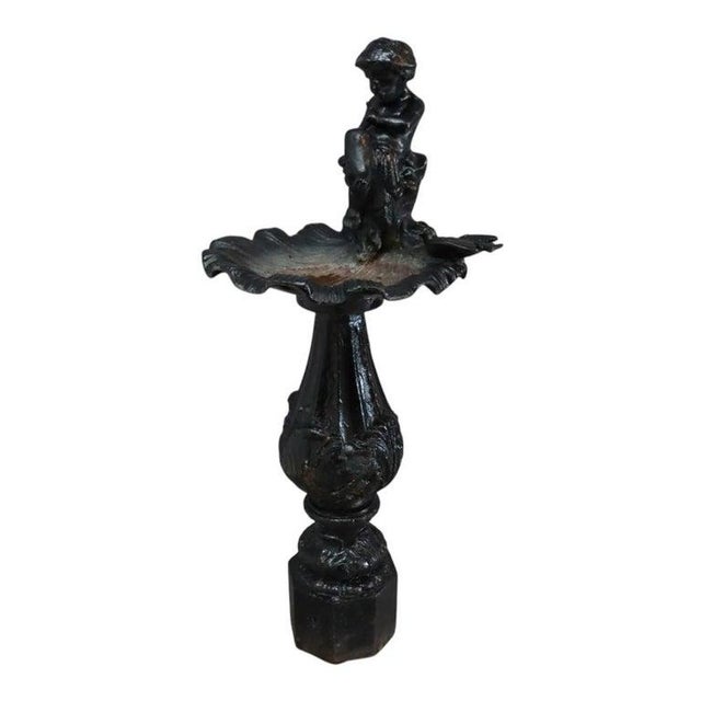 Victorian Antique Figural Cherub & Seashell Cast Iron Garden Birdbath C1920 For Sale - Image 3 of 13