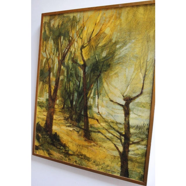 Textile Gill Levin "Lakeside" Landscape Oil on Canvas For Sale - Image 7 of 12