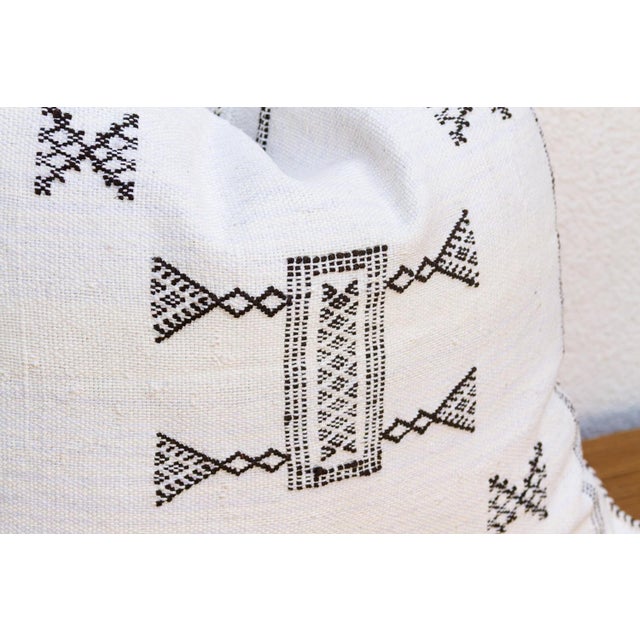 White & Charcoal Cactus Silk Moroccan Pillow For Sale - Image 4 of 10