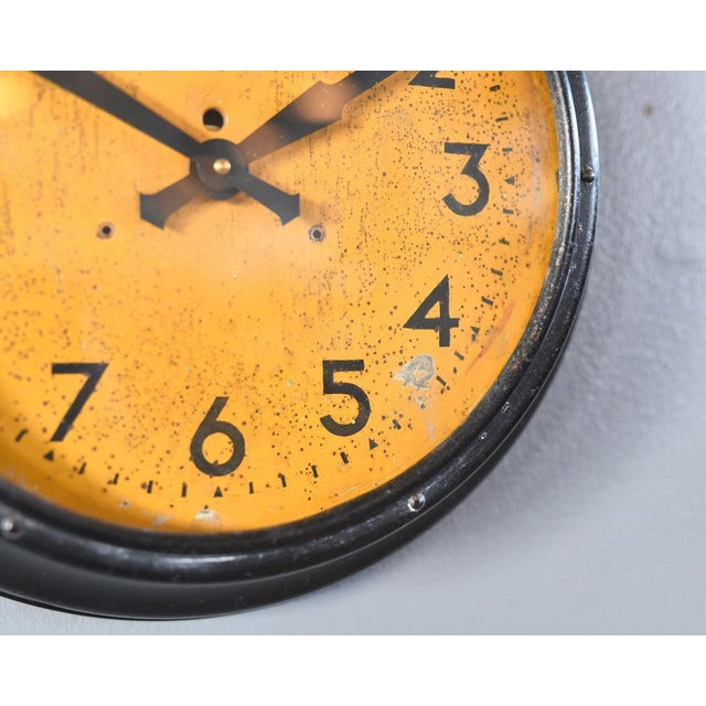 Black Vintage English Factory Clock, 1930s For Sale - Image 8 of 9