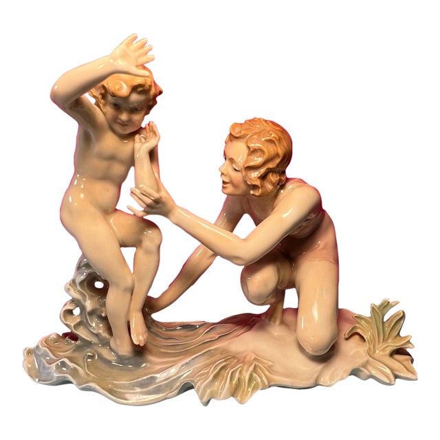 Karl Ens Figurine Mother Child Beach For Sale