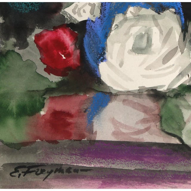 Erik Freyman Russian (1932–2018) Red and White Flowers Watercolor with pastel on paper, signed in pen Size: 13 x 9 in....