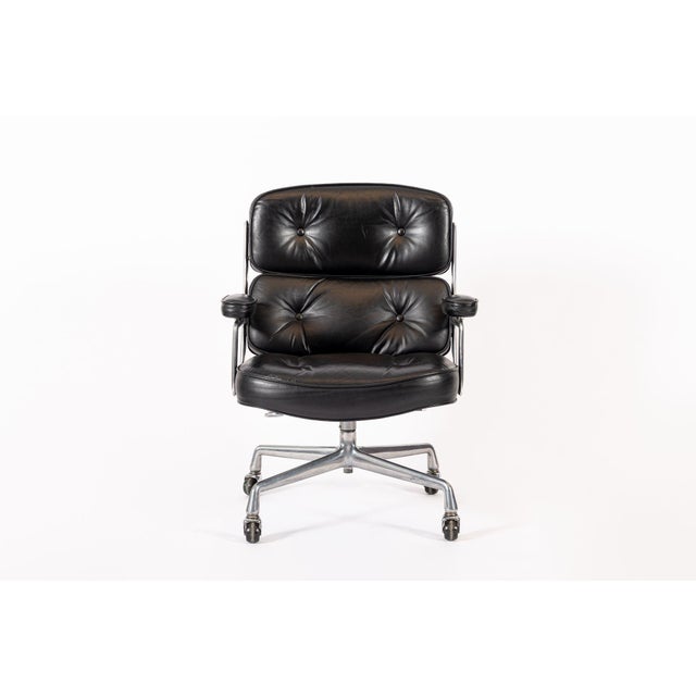 Pair Eames Herman Miller Time Life Black Leather Office Chairs 1980s For Sale - Image 15 of 17