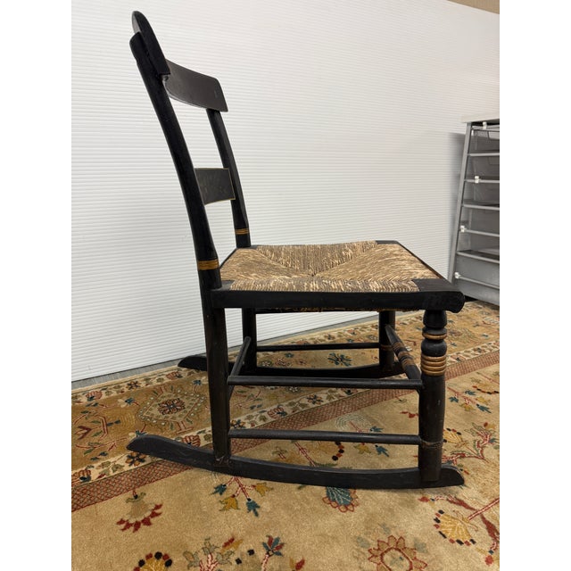 American Ebonized Hitchcock Rocking Chair, 19th Century For Sale - Image 3 of 12