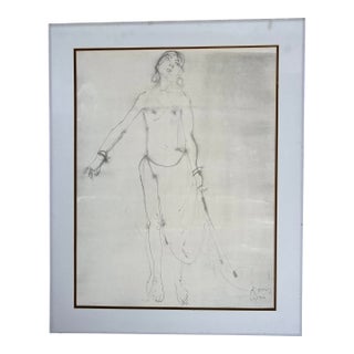 Late 20th Century Nude Figure of a Woman by Kaiki Moti, Pochoir For Sale