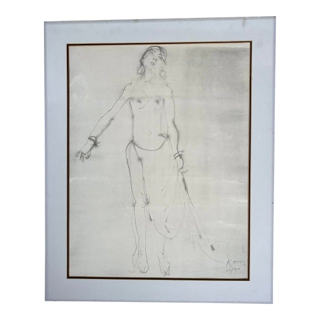 Late 20th Century Nude Figure of a Woman by Kaiki Moti, Pochoir For Sale