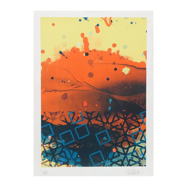 Hong Hao "Untitled (Blue Squares)" Etching For Sale