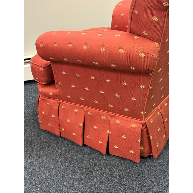 Recently Reupholstered Swivel Chair With Ottoman For Sale - Image 4 of 10