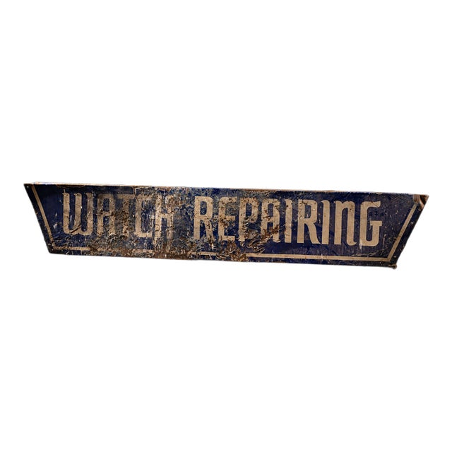 Antique "Watch Repair" Porcelain Enamel Sign For Sale