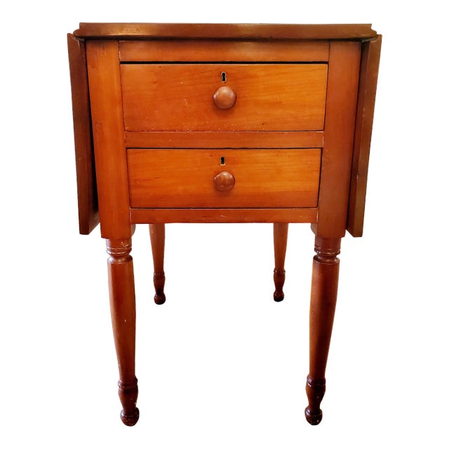 1950s Drop Leaf Cherry Side Table For Sale