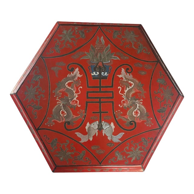 Vintage Red Lacquer Dragon Box For Sale