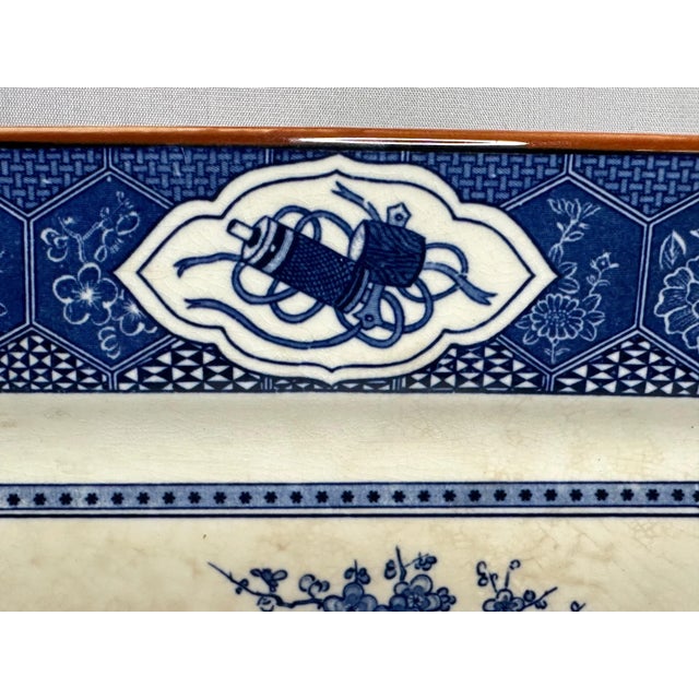 Vintage Oriental Ironstone Platter: Blue Transferware Gamebird Design For Sale - Image 6 of 10