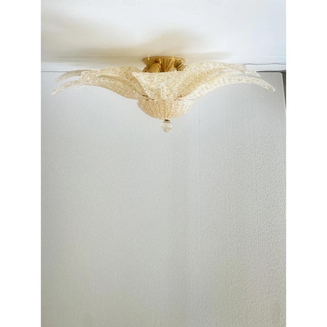 Early 21st Century Venetian Amber Leaves Graniglia Murano Glass Flush Mount by Simoeng for Simoeng For Sale - Image 5 of 9